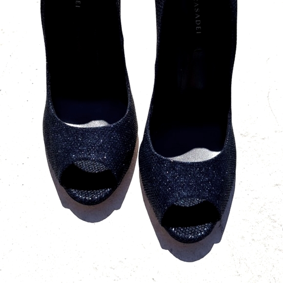 Casadei Blade stiletto heels size 10 midnight blue sparkle - Picture 3 of 8